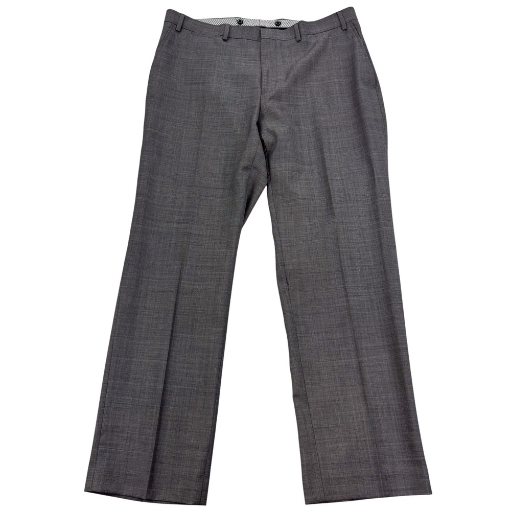 Crown & Ivy Dress Pants Mens 36x30 Gray Check Wool Blend Stretch Classic Office